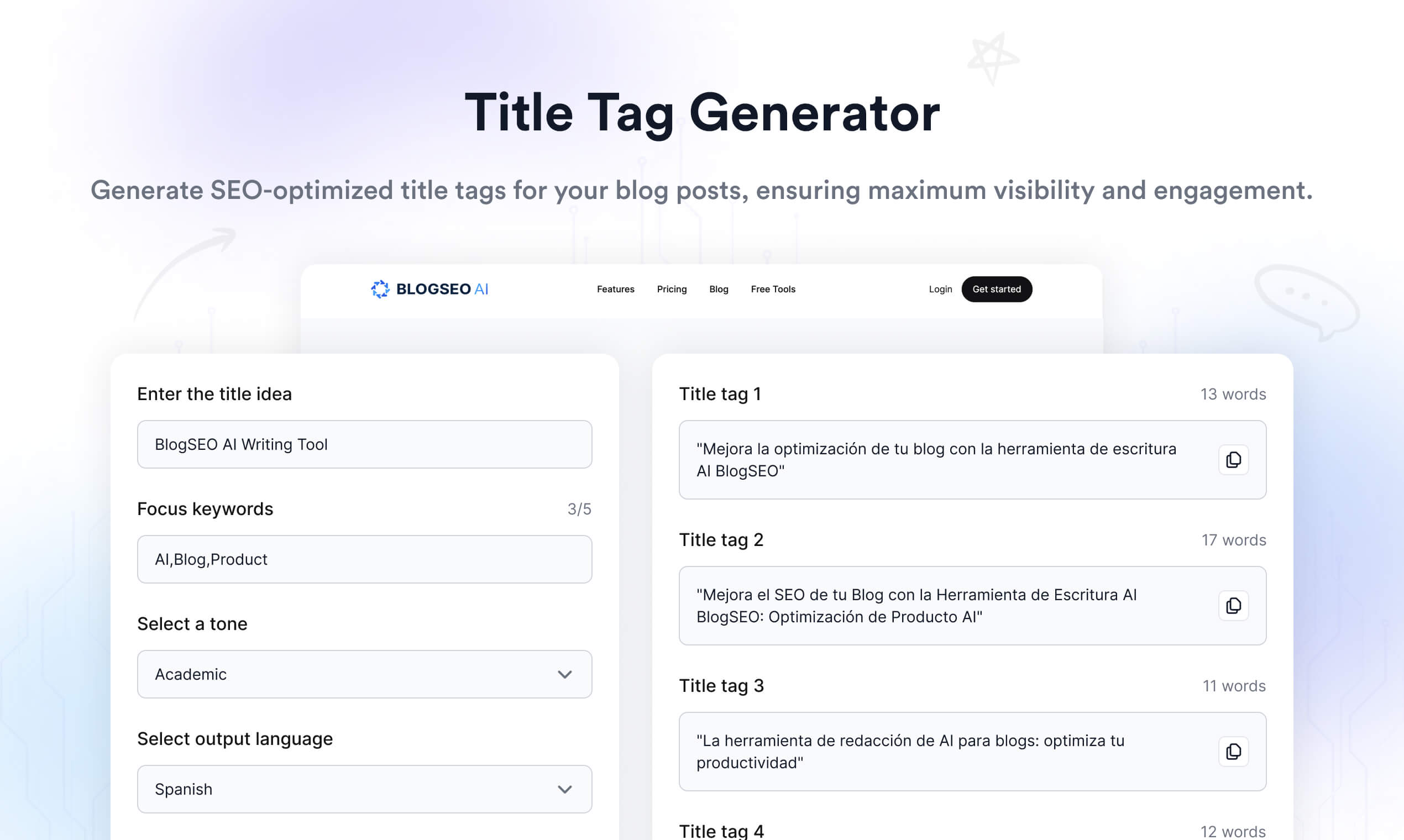 Title Tag Generator Powered by AI BlogSEO AI